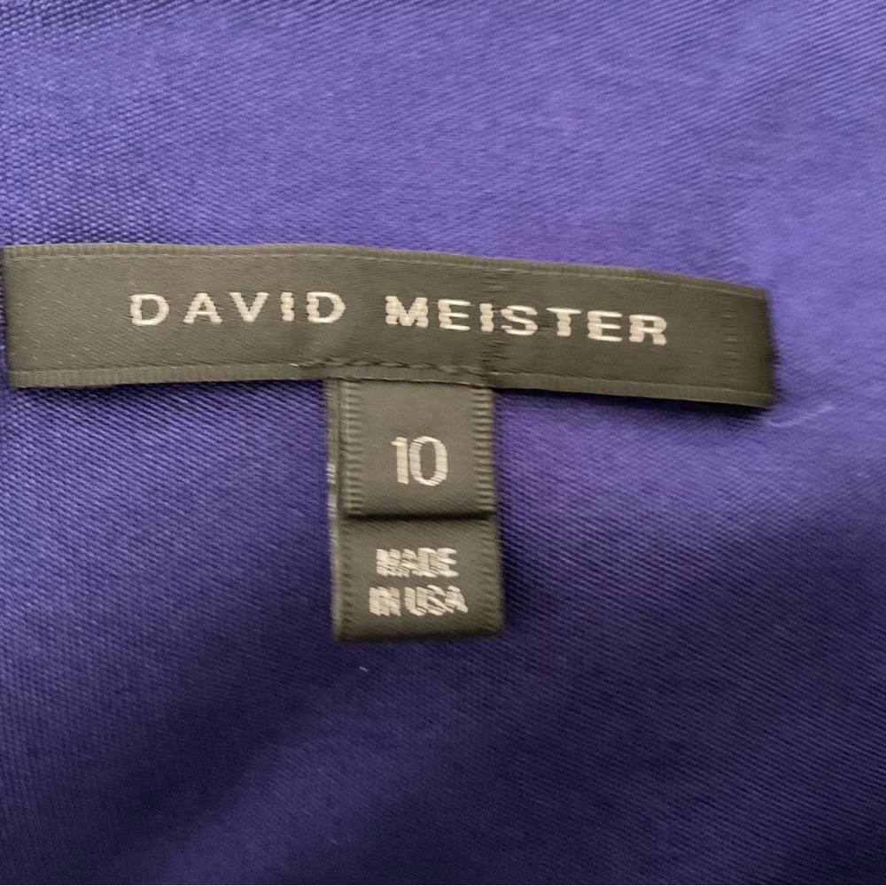 David Meister Purple Sheath Dress Size 10 Belted Square Neck Career Cocktail - Picture 2 of 16